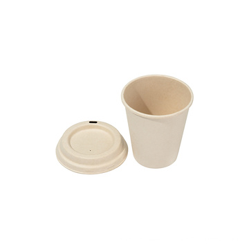 100% Biodegradable Compostable 350ml Sugarcane Bagasse Pulp Cup Soup Drink Coffee With Lid